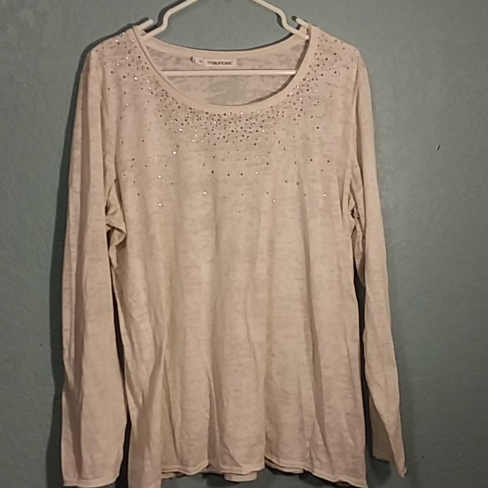 Maurices 3x plus size white with silver rhinestone